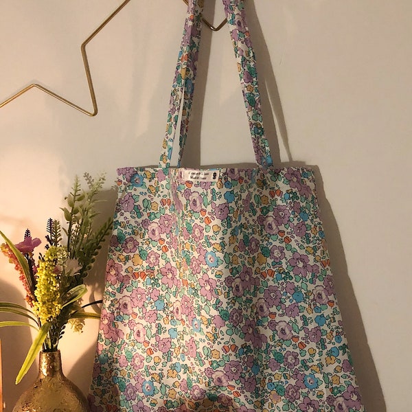 Tote bag liberty flower sac fourre tout fleuri - sac fourre-tout fleur - handbag - purse flower - purse shopping Cotton tissu liberty london