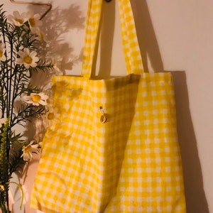 Vichy tote bag gingham tote bag - tote bag - handbag - vichy purse - purse shopping Cotton Tote bags large bag bolso vichy