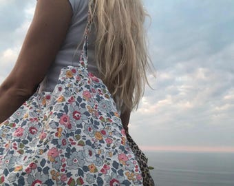 Liberty of London tote bag floral tote bag flower handmade bag - vintage bag bolso vintage floral bag large liberty bag