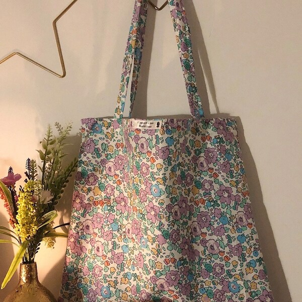 Tote bag liberty- sac en liberty -handbag liberty - liberty of london sac fourre tout - sac flower handmade sac vintage sac bohème sac plage