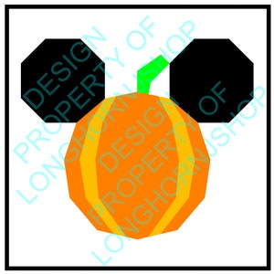 Pumpkin Mouse Head - Foundation Paper Piecing - DIGITAL PATTERN ONLY - 6&quot;x6&quot; size