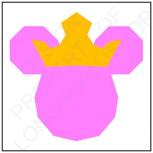 Pode incluir: Um personagem de desenho animado rosa e amarelo com uma coroa. O personagem tem orelhas grandes e uma cabeça redonda.