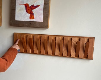 Solid Wood Wall Mount Coat Rack | Wooden Hooks | Nordic |Wabi Sabi | Coat Hanger | Home Organizer | Entrance | Cherry Wood