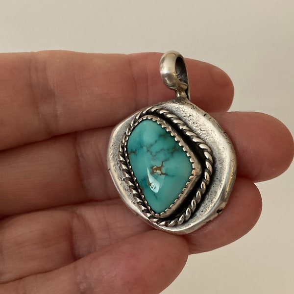 Natural Thunderbird Turquoise in sterling silver pendant. Handcrafted. One of a kind piece. Handmade jewelry