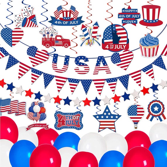 Party Decorations USA Banner Flag Pennant Bunting Patriotic Etsy