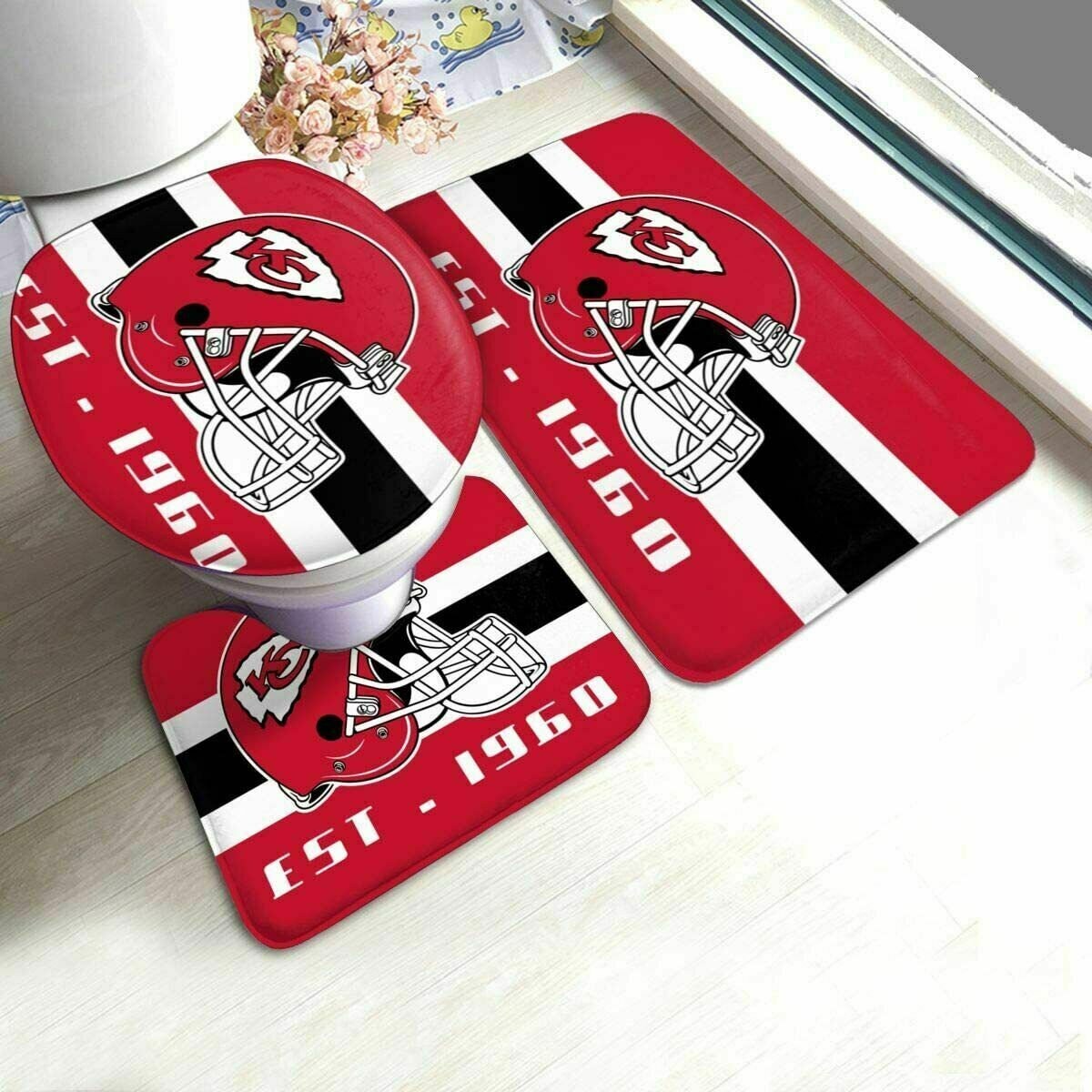 NFL Kansas City Chiefs Bathroom Rugs Set Chiefs Rug Carpets Etsy