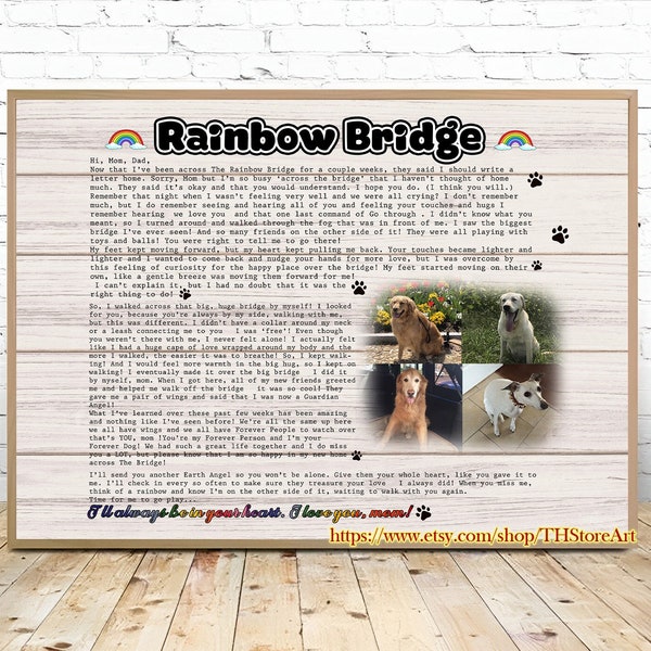 Rainbow Bridge Canvas, Custom Photo Dog Memorial Canvas, Custom Pet Canvas, Pet Loss Canvas, Pet Bereavement, Remembrance Gift