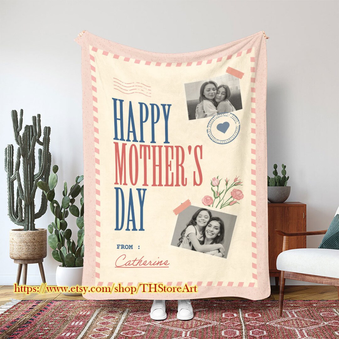 Happy Mother's Day Temp Blanket, Custom Photo Collage Blanket