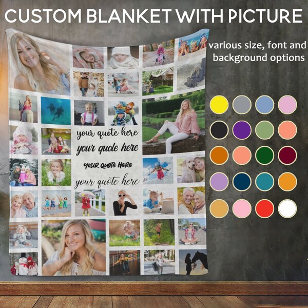 Picture Collage Blankets, Personalized Blanket With Picture, Family Photo Blanket Collage, Christmas Gifts, Mother Day Gift, Father Day Gift