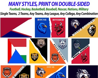 Personalized House Divided Flag, Football Garden Flag, Any Teams, Any League, Any Combination, Hockey, Baseball, Basketball, College