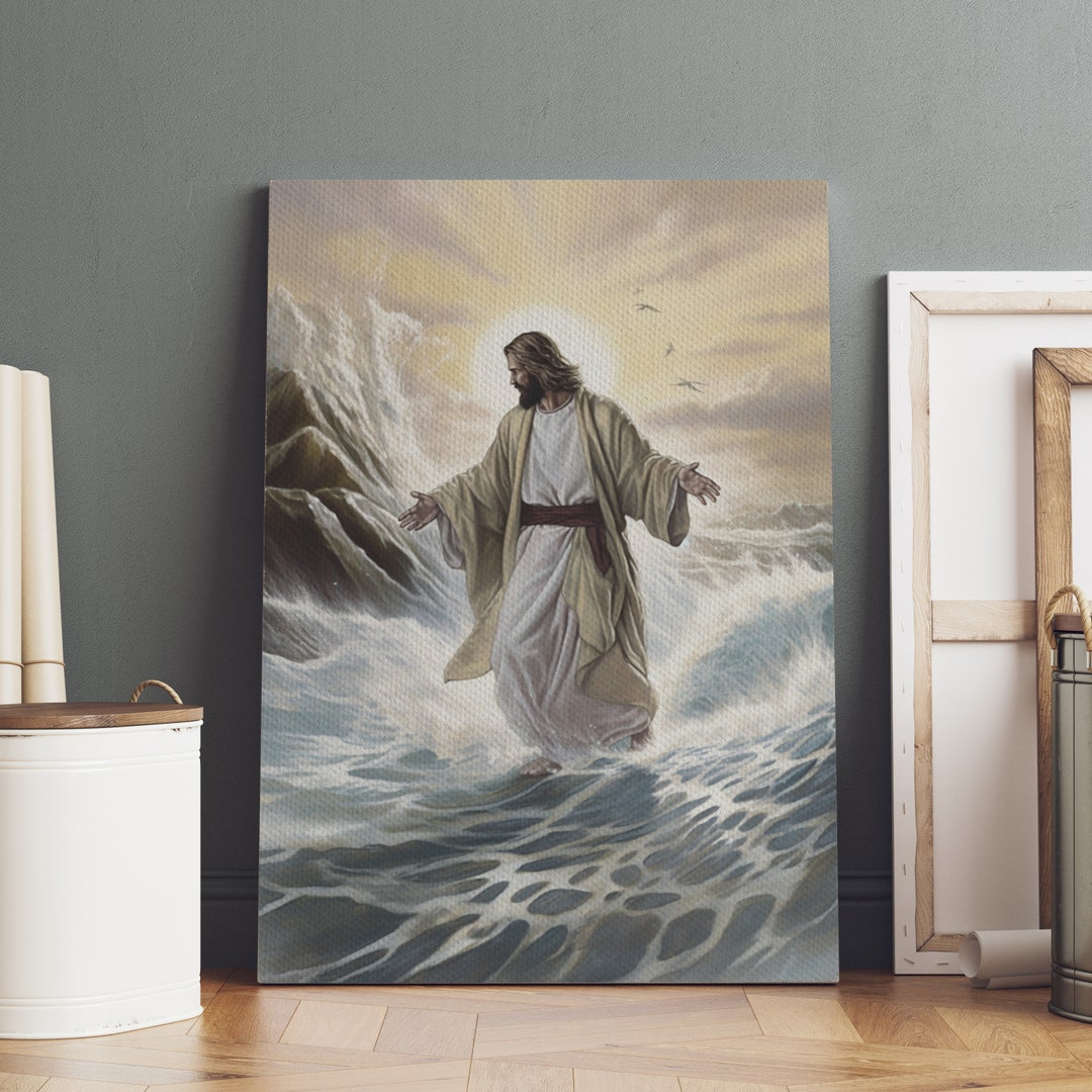 Jesus Christ Canvas Wall Art Jesus Walks on Water Framed - Etsy
