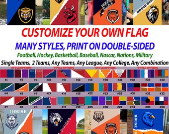 Custom House Divided Flag, College Football, College Flag, Football Flag, Any Teams, Any College, Any Combination, 2-3-4-5-more Teams