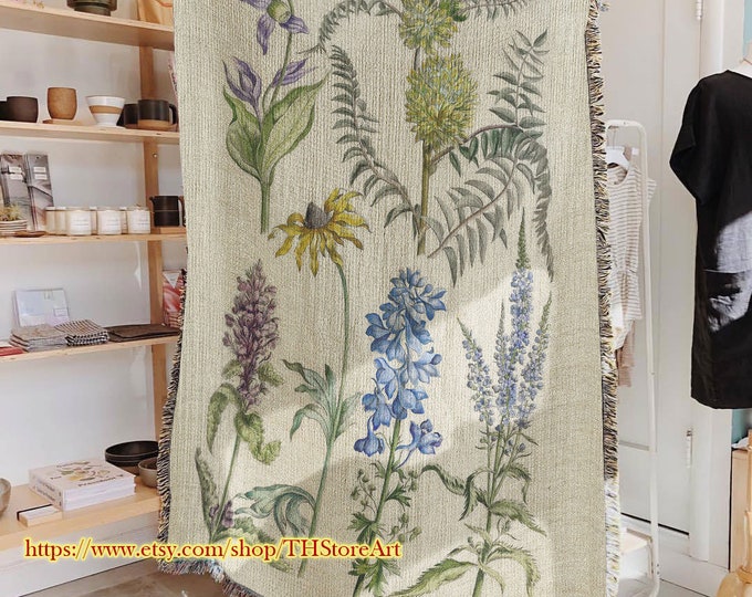 Floral Cottagecore Blanket, Botanical Throw Blanket, Flower Fleece Blanket, Dream Garden Floral Blanket, Vintage Floral Bedspread