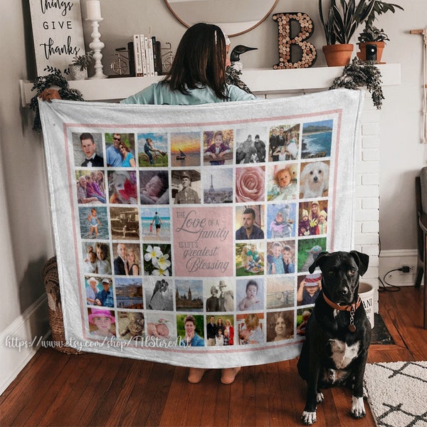 Custom Blanket With Picture, Personalized Photo Blanket Collage, Best Gift Idea Blanket, Birthday Gift, Family Blanket, Christmas Blanket