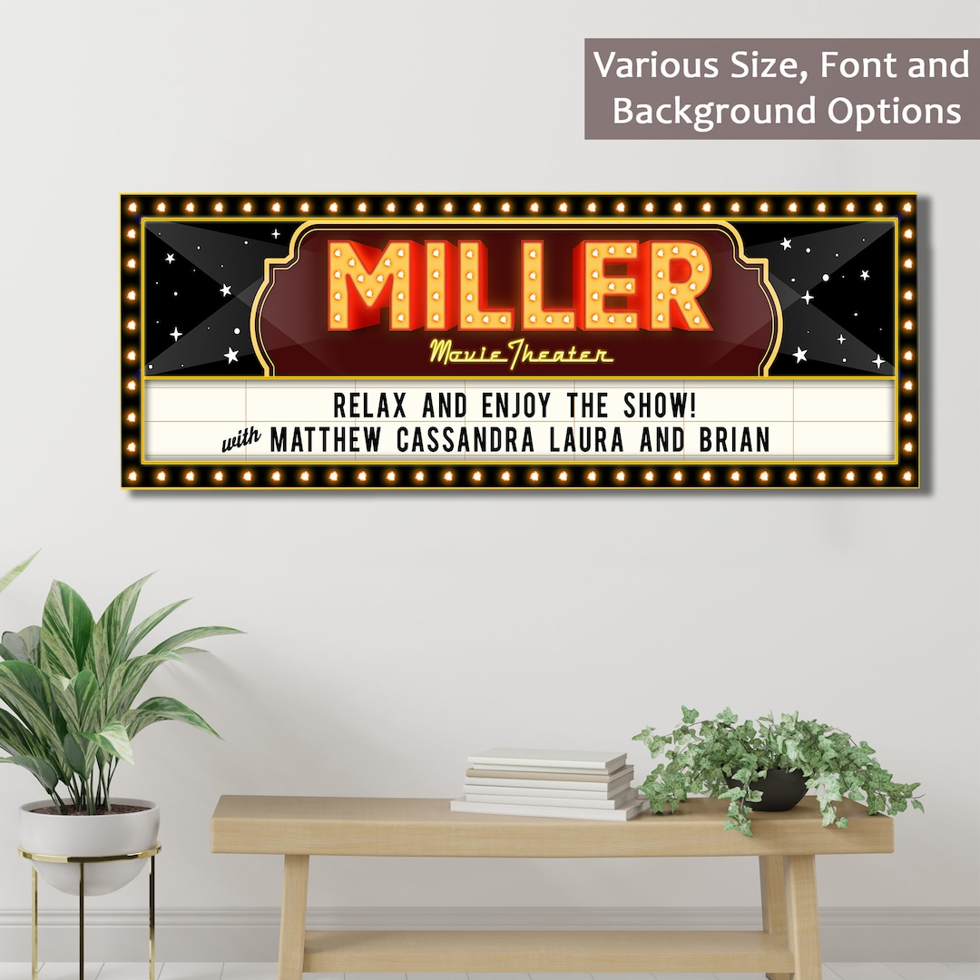 Custom Home Theater Sign, Movie Theater Decor, Personalized Movie Theatre Sign, Theater Room ...