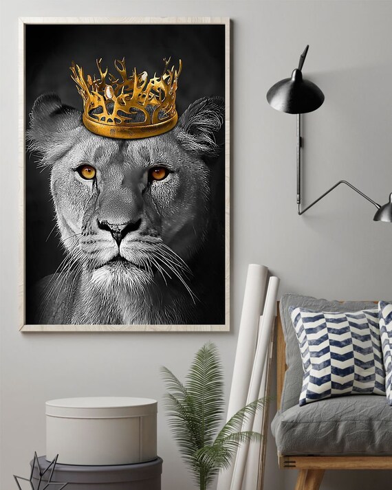 Lion King Canvas Black and White Lion Canvas Wall Art Set Etsy