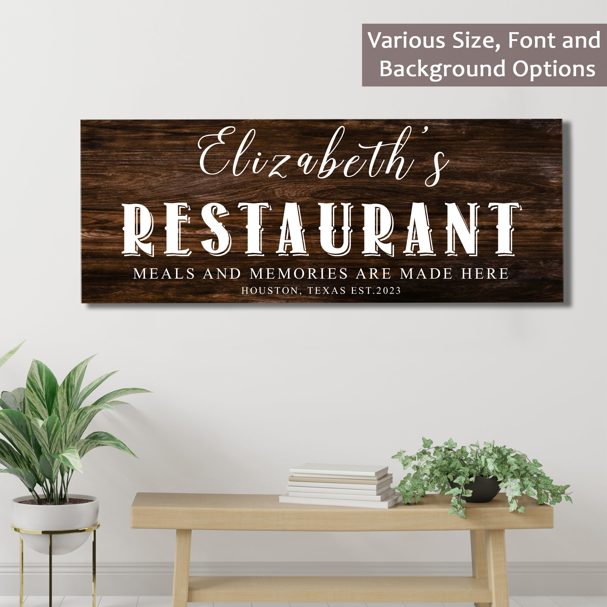 Personalized Vintage Restaurant Sign Kitchen Wall Art for Etsy
