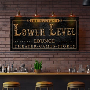 Personalized Custom Lower Level Lounge Sign Modern Farmhouse Wall Decor ...