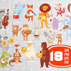 Animal musician ssvg,Music animals band svg,Music Band Clipart,Band Player Clip Art,Musical Instrument,animali musicista svg,file di stampa,svg
