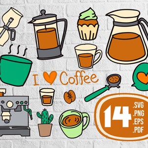 Coffee doodle svg,Coffee Vector Pack, Coffee Shop, Bakery, Cafe Clipart, Latte,Coffee Cup Doodle Svg, print file,printable, svg file, svg