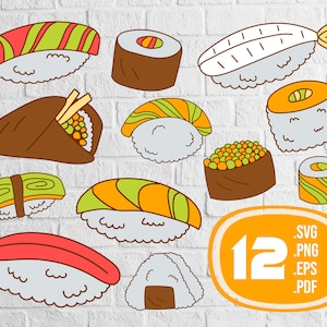 sushi svg,Sushi bundle svg,sushi svg,sushi clipart,sushi vector,sushi silhouette,Japanese food svg,sushi kawaii svg,print file,printable svg