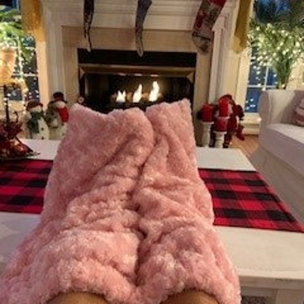 Sherpa Soft Made in USA Unique Gift for Mom, Dad, Teens, Kids, Everyone CozyFeet in Pink Snowflake for Cozy Nights Blanket to warm Feet