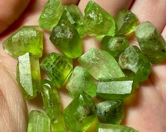 Fine Peridot Crystal Gems, AA+ Natural Bright-Green Peridot Specimens Charged with Reiki and Sustainably Mined in Kaghan Valley, Pakistan