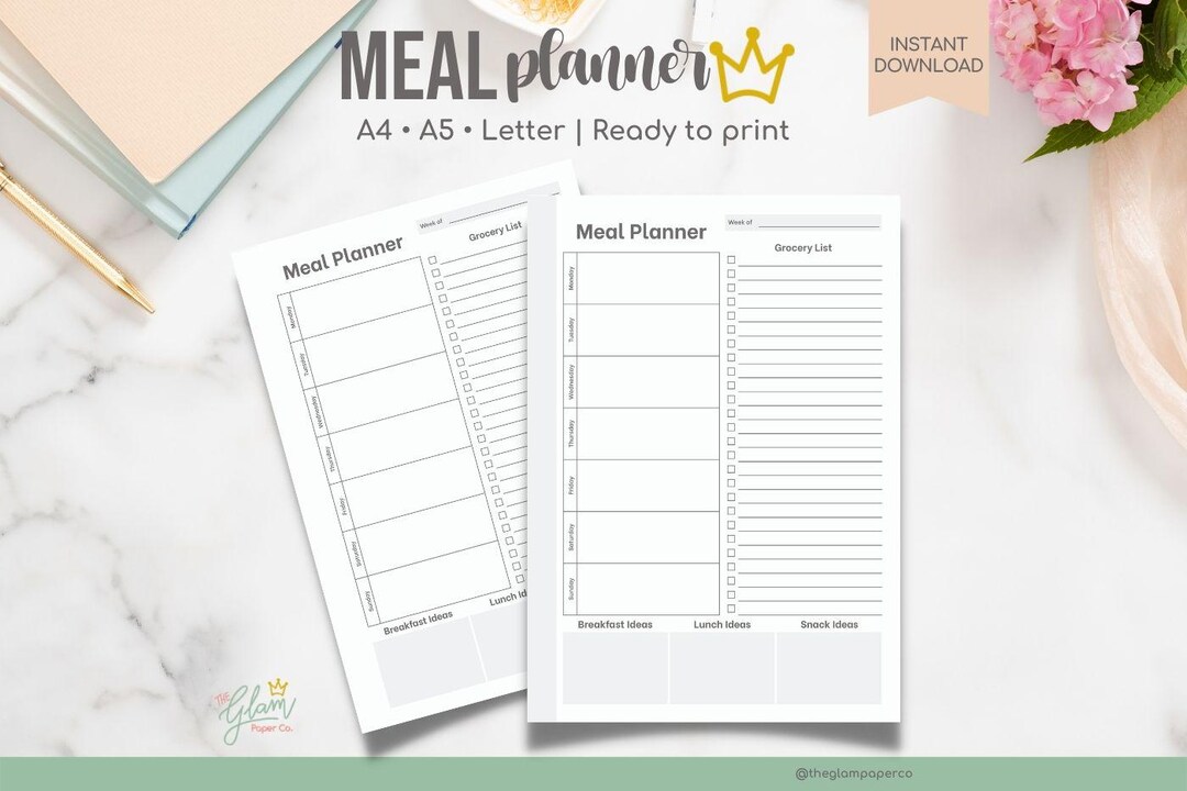 Weekly Meal Planner Printable: A4, A5, US Letter (digital Download ...