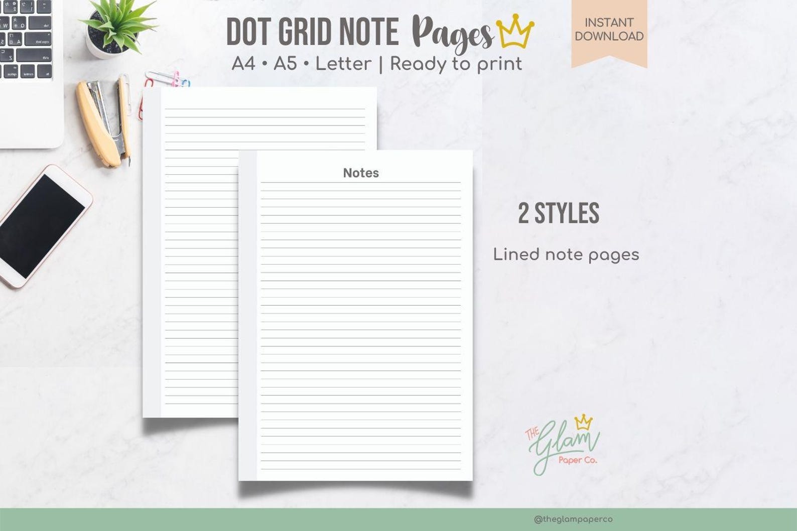Printable Notes Pages , Planner Set. A4, A5, & US Letter,a5 Planner ...