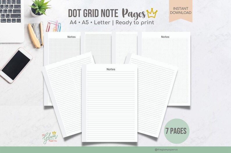 Printable Notes Pages , Planner Set. A4, A5, & US Letter,a5 Planner ...