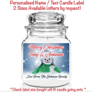 Nom personnalisé sur mesure, texte, cadeau de Noël personnalisé, cadeau de bougie, étiquette brillante adhésive, autocollant, cadeau n'importe quelle formulation sur mesure