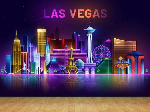 Casino Las Vegas Night Bright Colourful Wallpaper Mural -  Israel