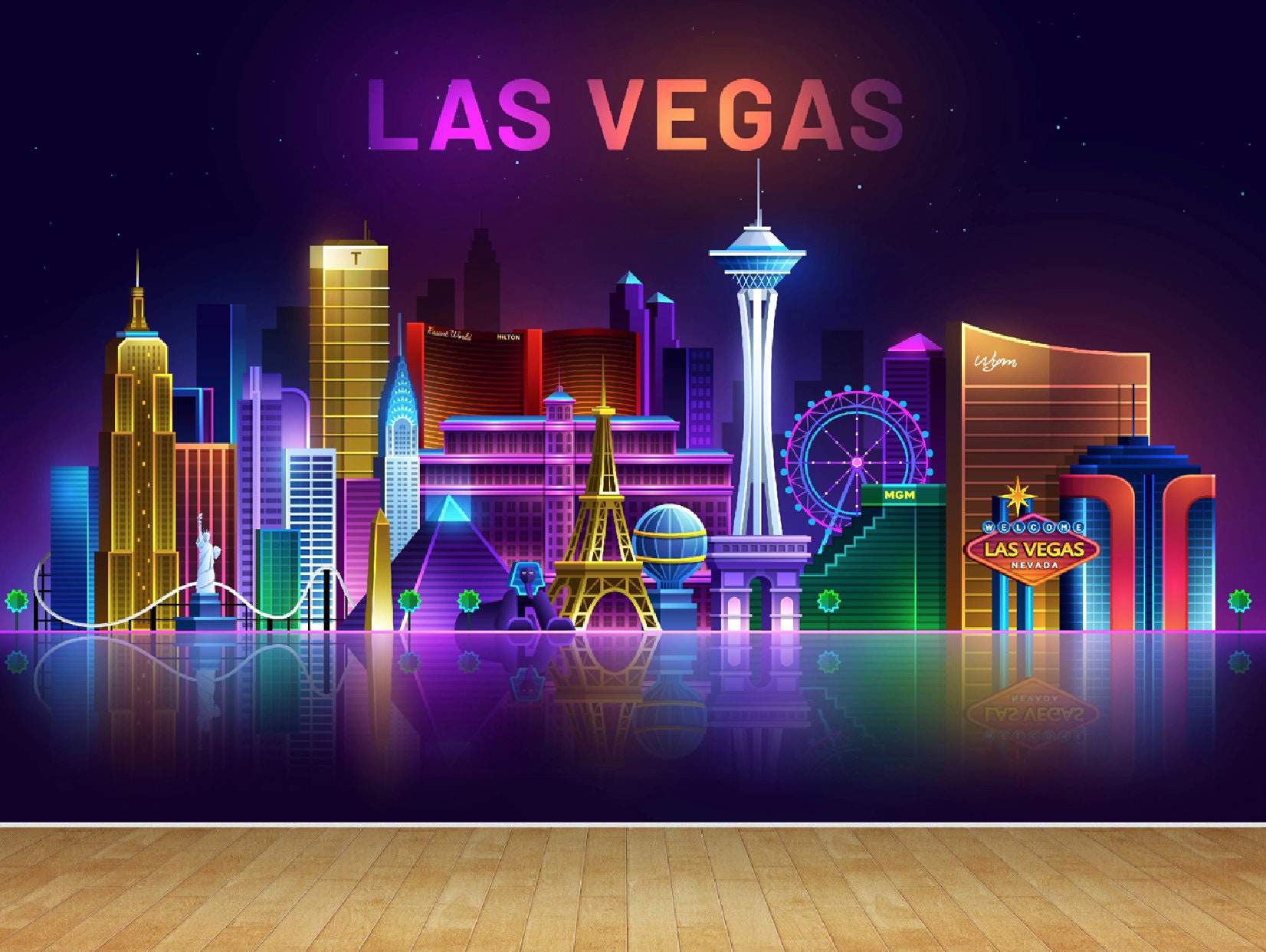 Vintage Las Vegas Poster Wallpaper Mural by Magic Murals