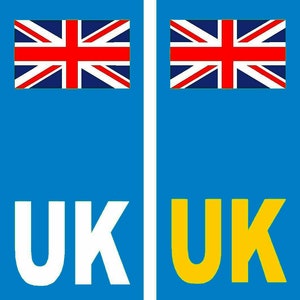 2 Road Legal EU European Blue Car UK United Kingdom Flag External Grade Vinyl Stickers Sticker Decal Sign UK Number Registration Plate