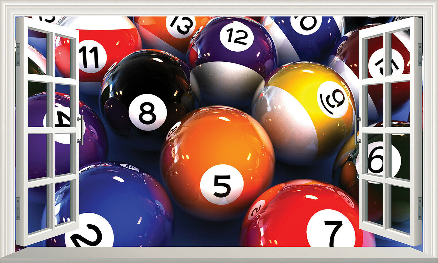 8 Ball Decal - 2 Pack Billiard Pool Ball Sticker - Choose Color Size