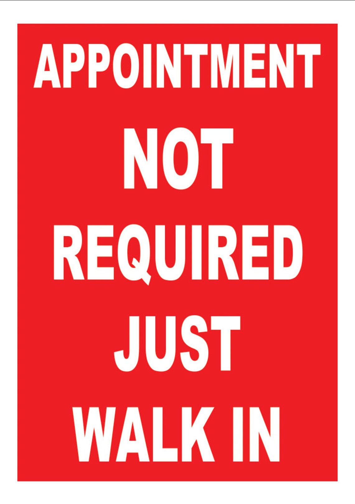 Walk In Available Sign No Appointment Required Just Walk in Business Retail Shop Salon Notice ...