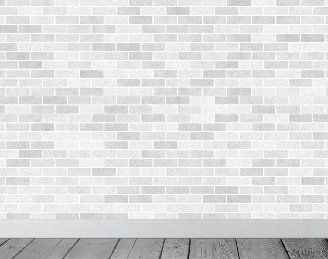 Grey Brick Wall Effect Wallpaper Mural Wall Room Backdrop Etsy