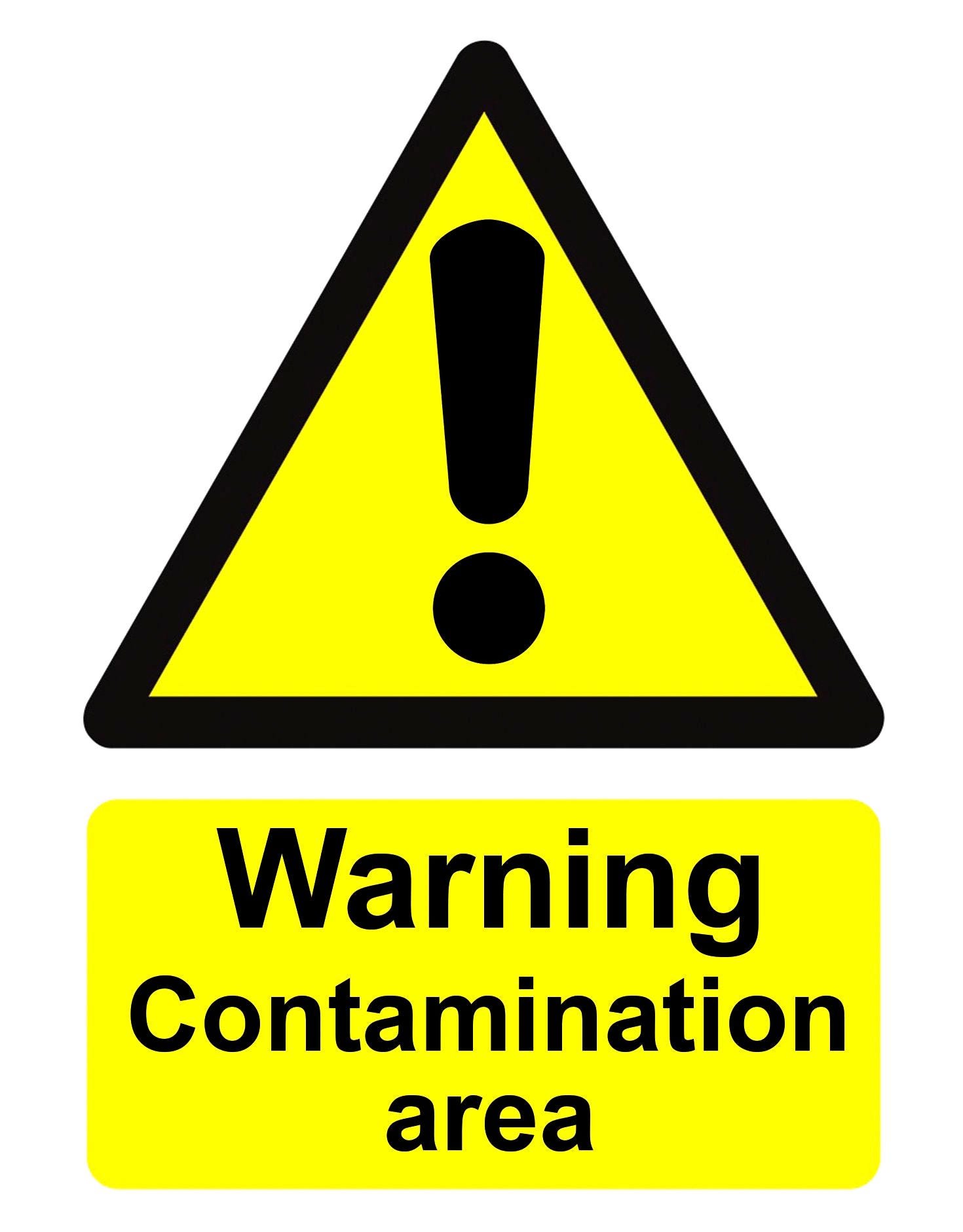 Yellow Warning Contamination Area Health & Safety Business Notice Sign ...