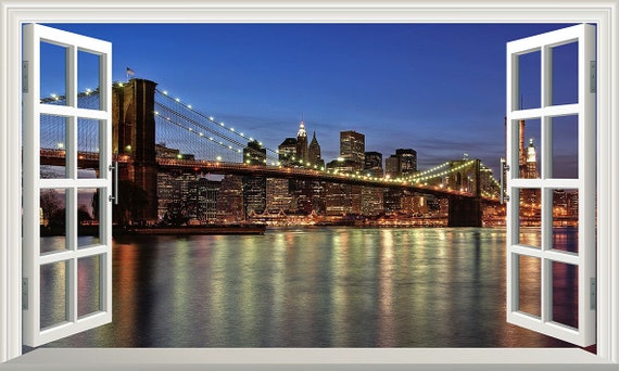 LARGE NEW YORK SKYLINE BROOKLYN SPLIT CANVAS PICTURE 1m 