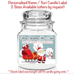 Nom personnalisé sur mesure, texte, cadeau de Noël personnalisé, cadeau de bougie, étiquette brillante adhésive, autocollant, cadeau n'importe quelle formulation sur mesure