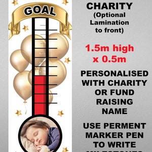 Large Fundraiser Goal Thermometer Matt Self-adhesive Vinyl Sticker