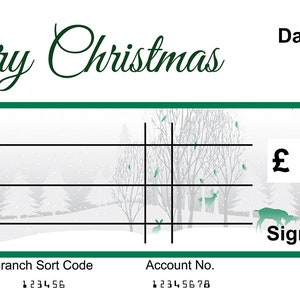 EXTRA Large Giant BLANK Cheque Happy Christmas Gift of Money Present Re Usable Can Add Anything you require with wipeable pen