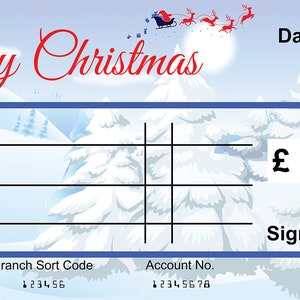 EXTRA Large Giant BLANK Cheque Happy Christmas Gift of Money Present Re Usable Can Add Anything you require with wipeable pen