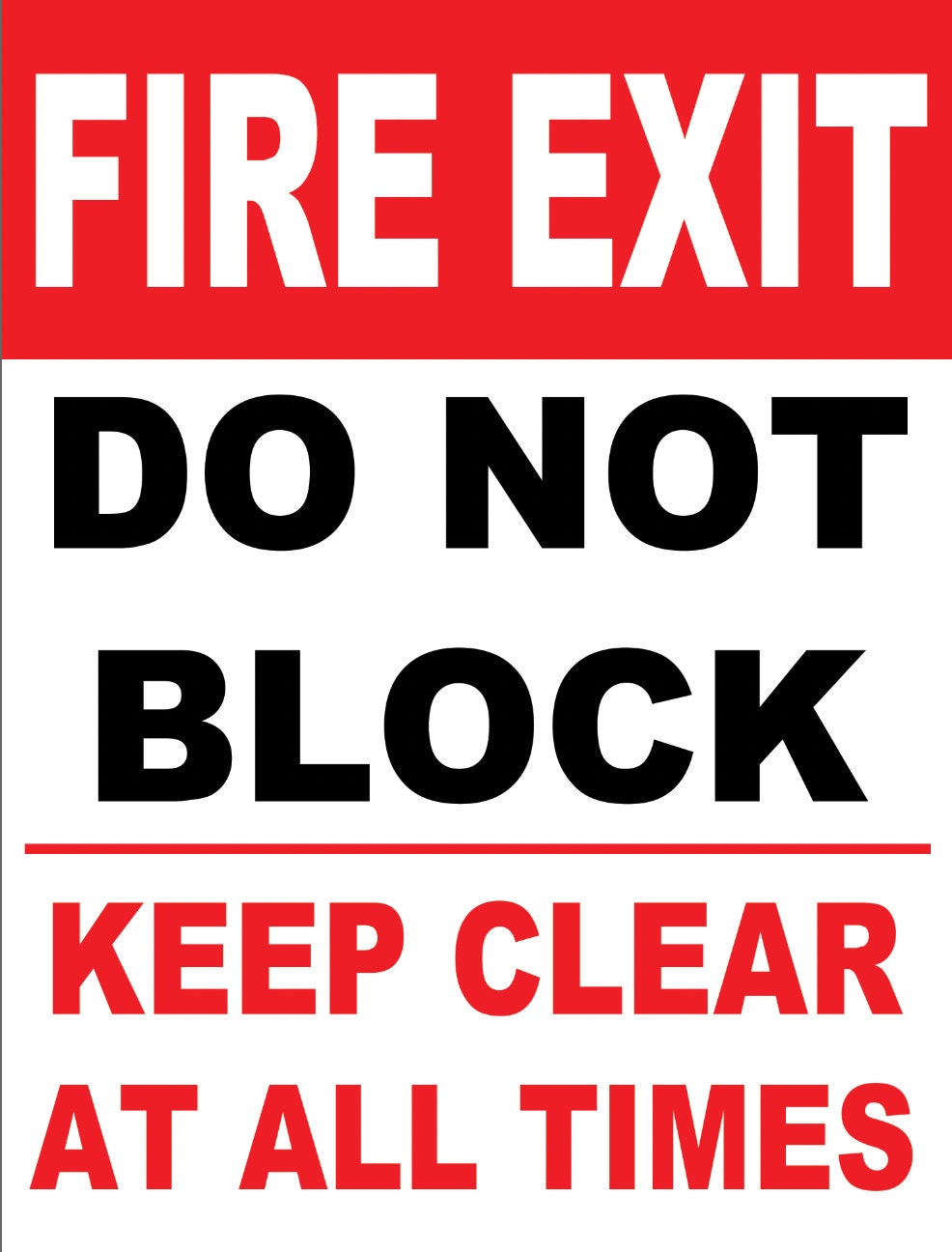 Warning Notice Red Business Office Pub Club Fire Exit Do Not Block Exit Keep Clear Safety Premises Signage Sign Self Adhesive Sticker Decal