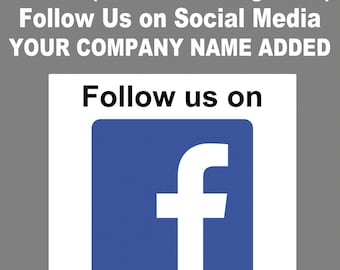 Square GLOSS External Grade Follow Us On Facebook FB Media Sticker Decal Business Vehicle Personalised Bespoke Any Text Company Name