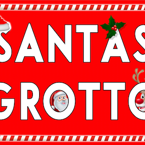 GLOSS Adhesive Sticker Decal Santa&#39;s Grotto Santa Notice Sign for Businesses Retail Shops Homes Decoration Signage Father Christmas