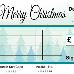 EXTRA Large Giant BLANK Cheque Happy Christmas Gift of Money Present Re Usable Can Add Anything you require with wipeable pen
