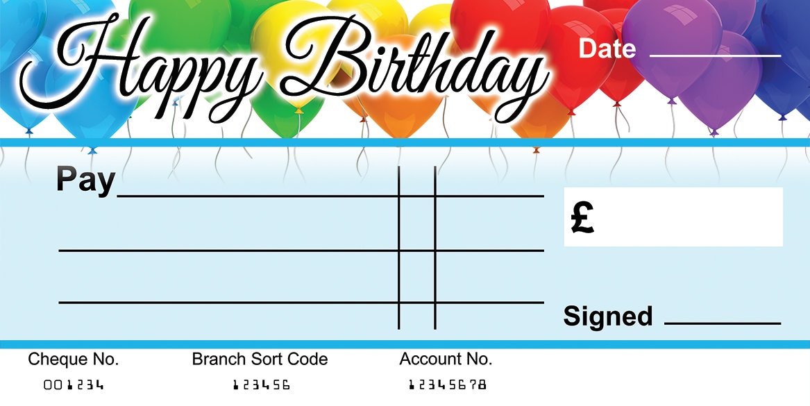 EXTRA Large Giant BLANK Cheque Happy Birthday Gift of Money Present Re
