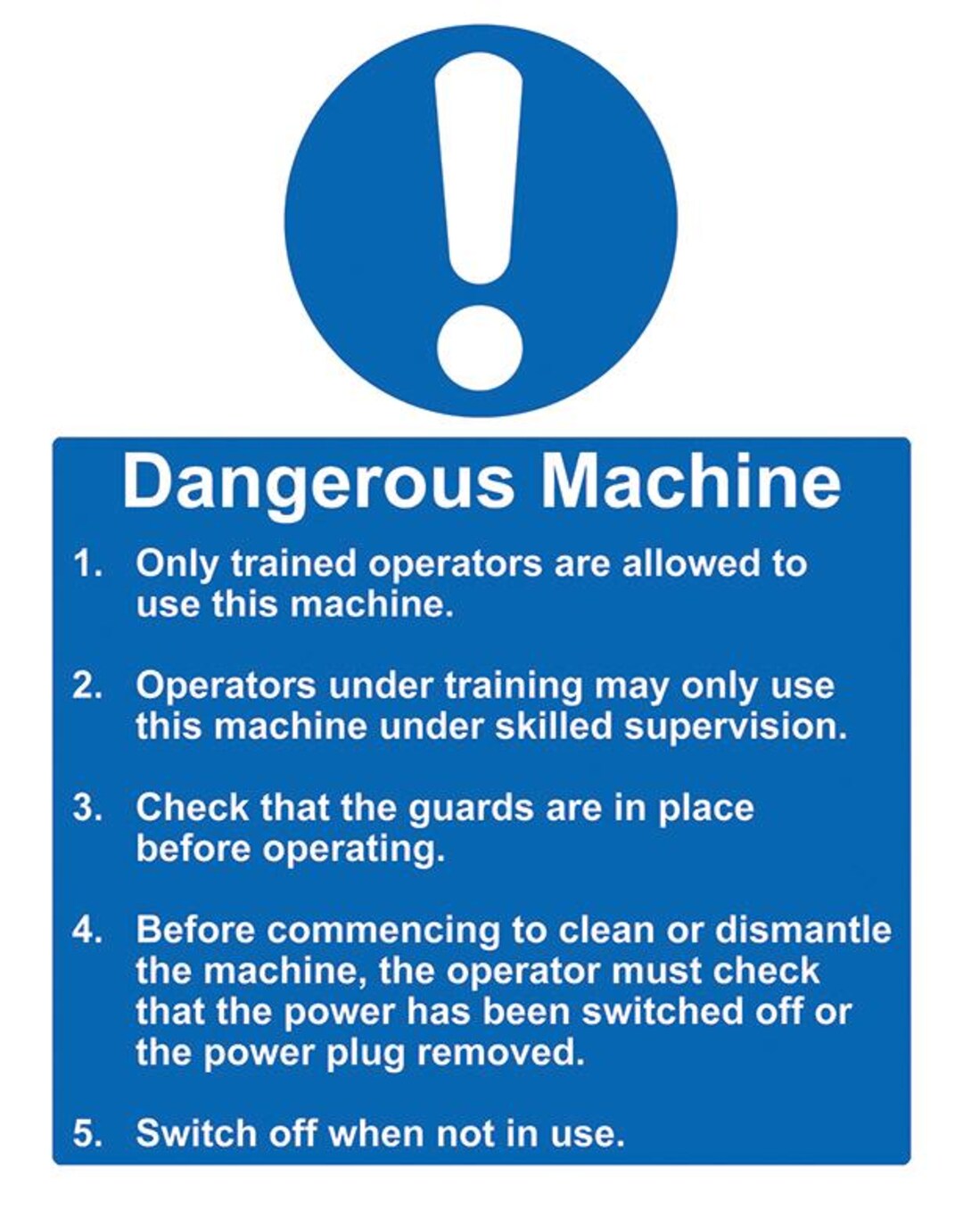 Dangerous Machine Health & Safety Instructions Kitchen Catering ...