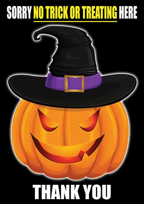Aufkleber 'No Trick Or Treats Thank You' – 150 X 75 Mm, Wetterfest, Für Tür Oder Fenster